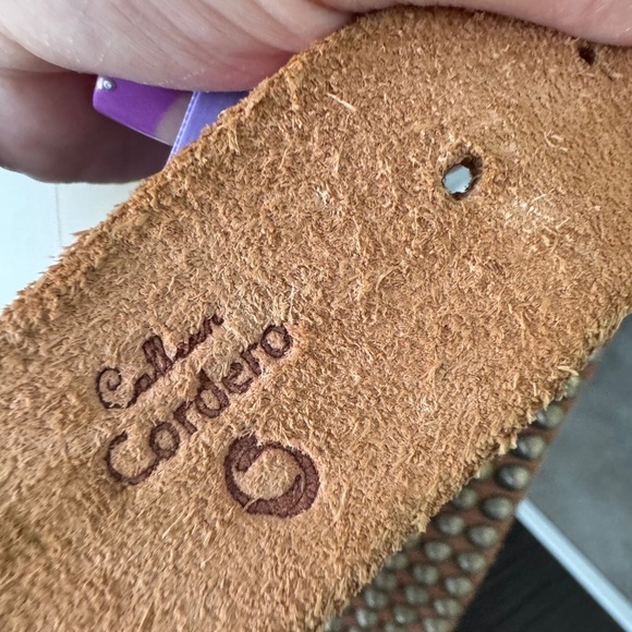 Calleen Cordero Studded Leather Brass Belt Sz 32 main image 5